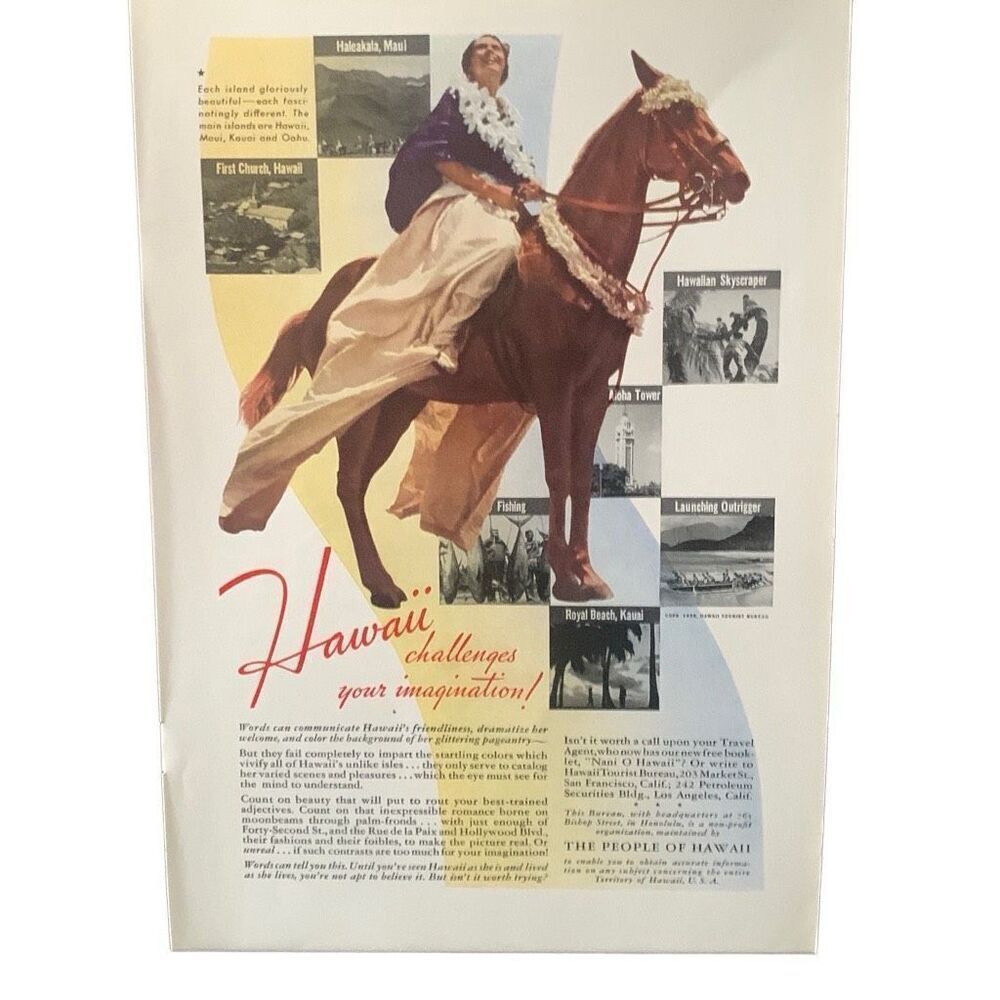 Vintage 1938 Hawaii Challenges Your Imagination Ad Advertisement